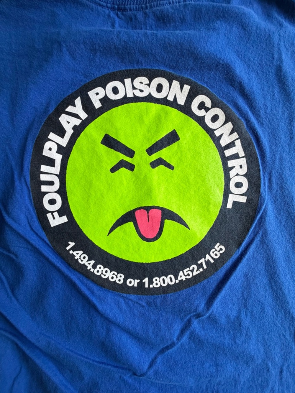 Foulplay Men’s Poison Control, Mr. Yuck Short Sleeve Tee - Blue